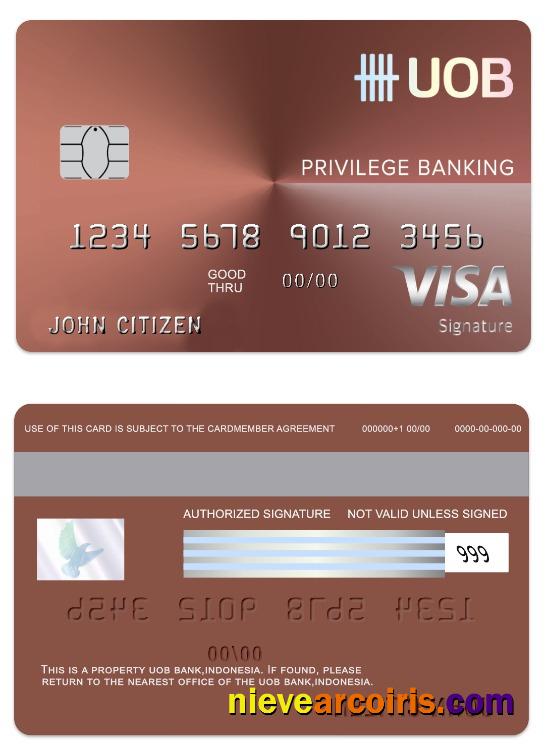 Indonesia UOB bank visa debit signature card